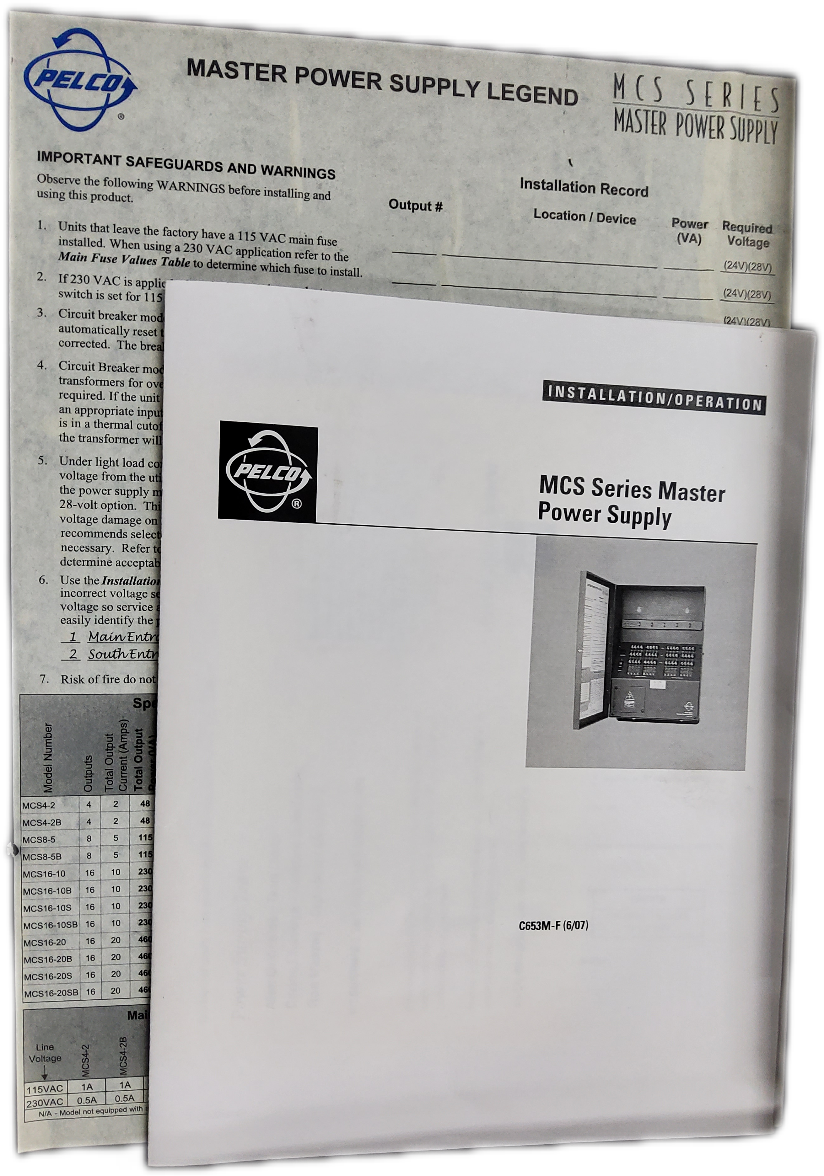 Pelco MCS4-2 Master CCTV Camera Power Supply