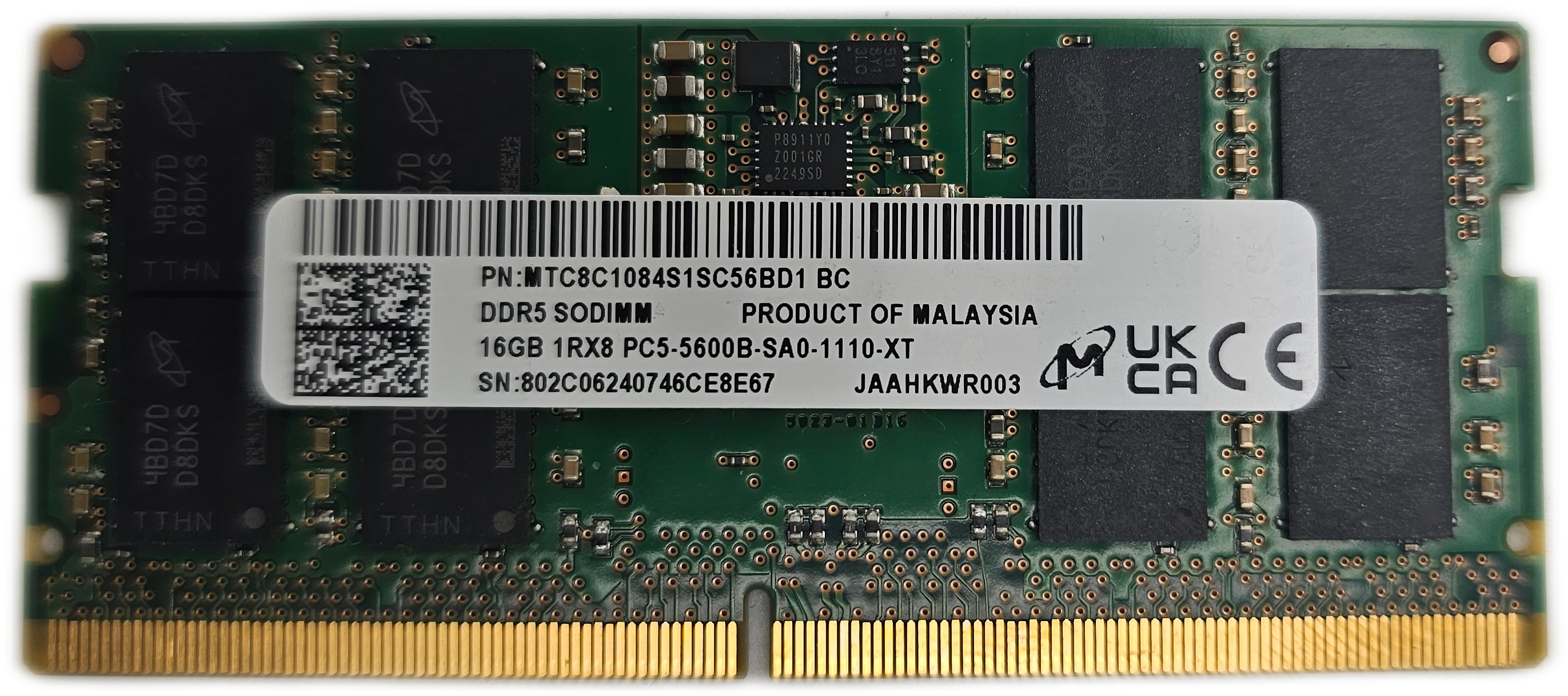 Micron 16GB DDR5-5600 PC5-44800 262-Pin Module SO-DIMM Laptop RAM