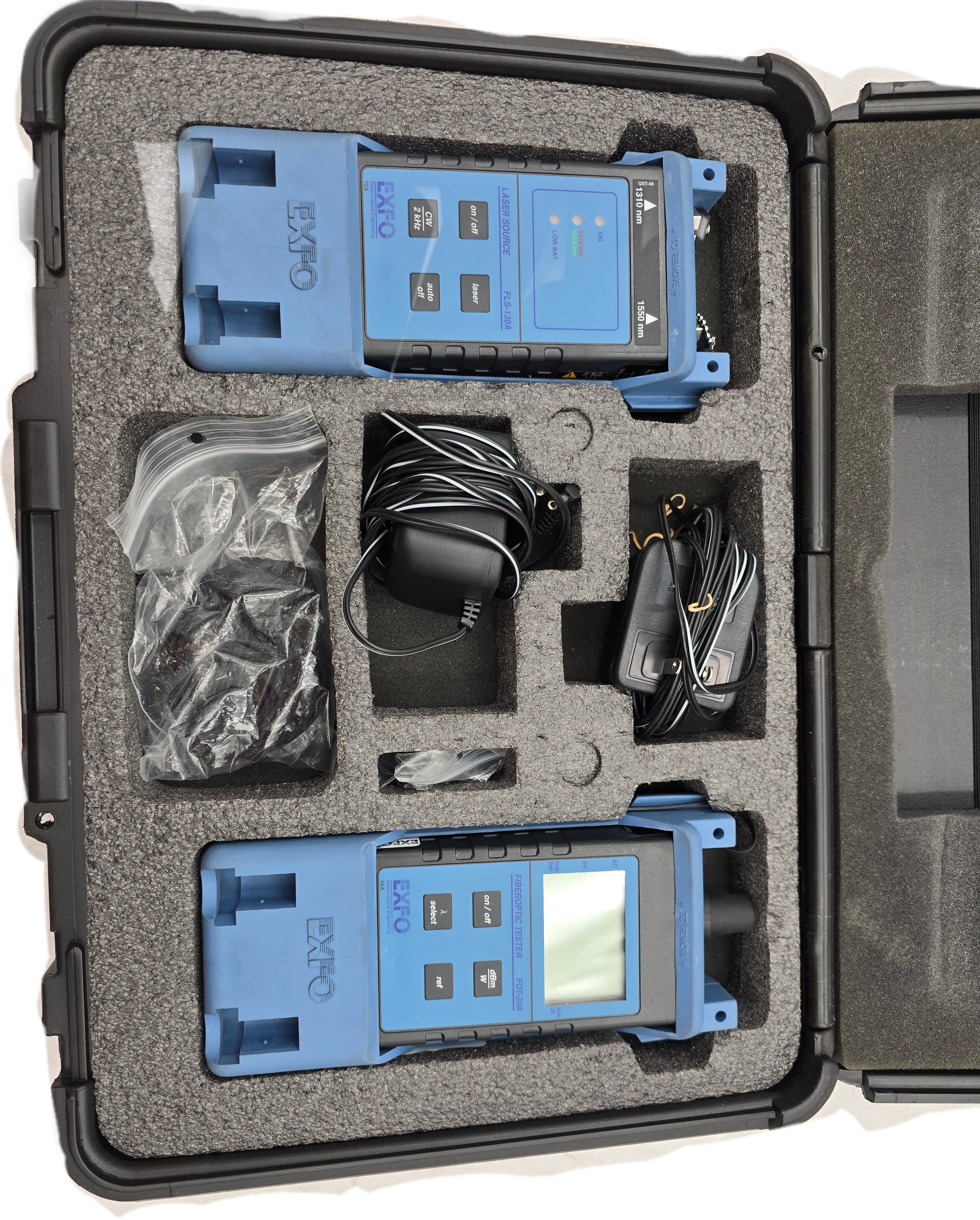 Exfo FOT-20A Fiber Optic Power Meter Tester and FLS-130A Laser