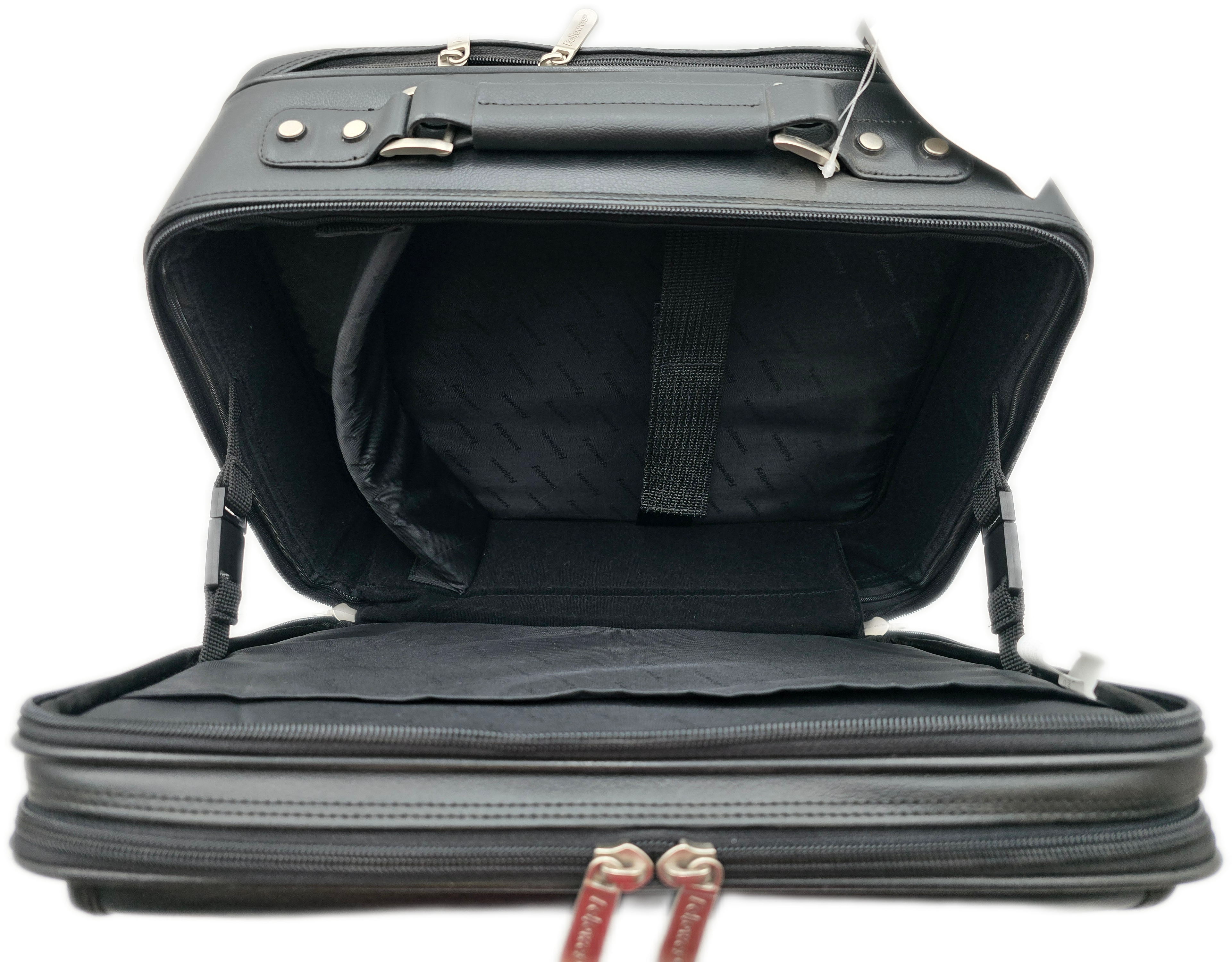 Fellowes Black Leather Wheeled Computer Laptop Briefcase - Picture 4 of 10