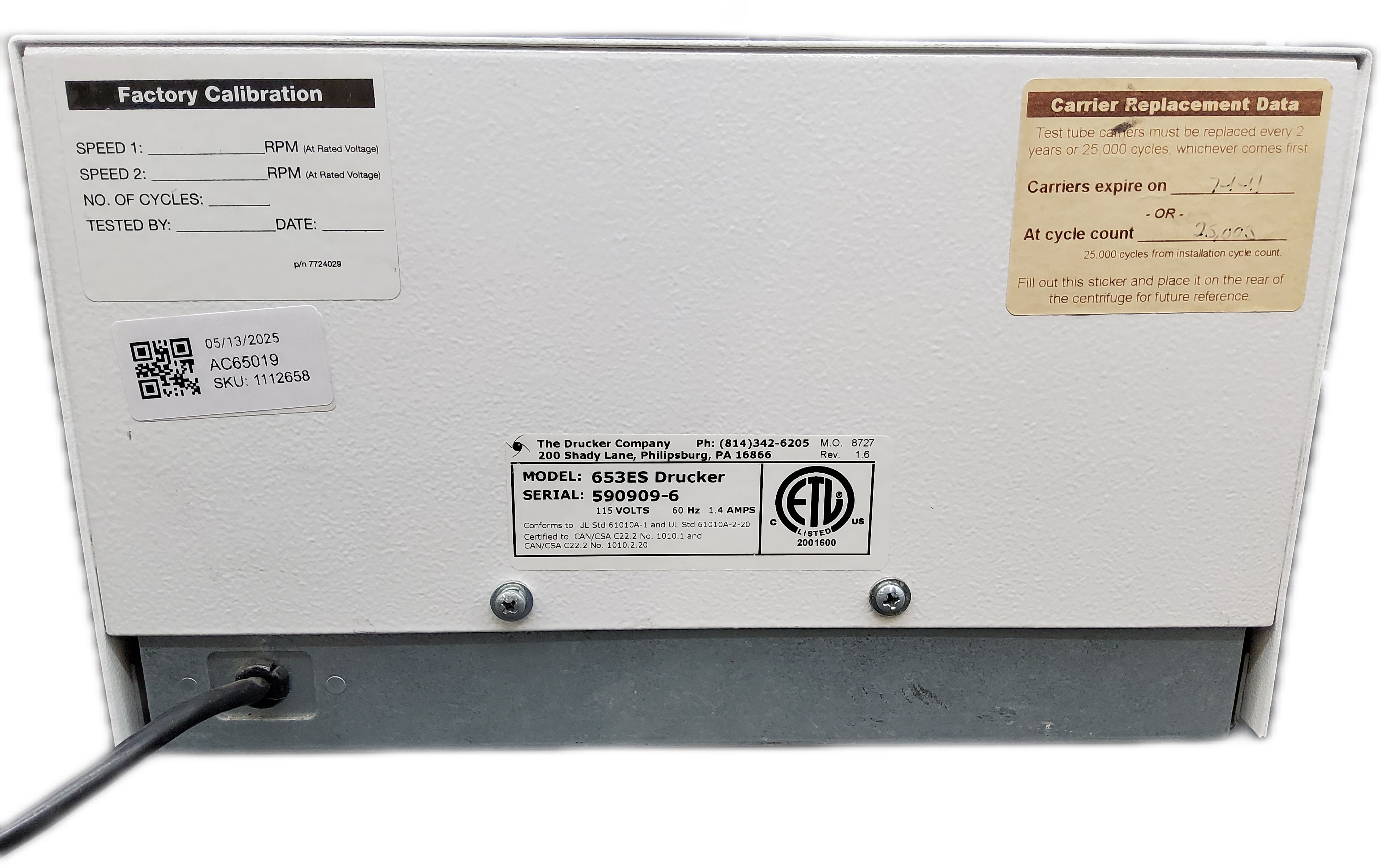 Drucker Diagnostics Horizon Model 653ES Centrifuge - Picture 3 of 7