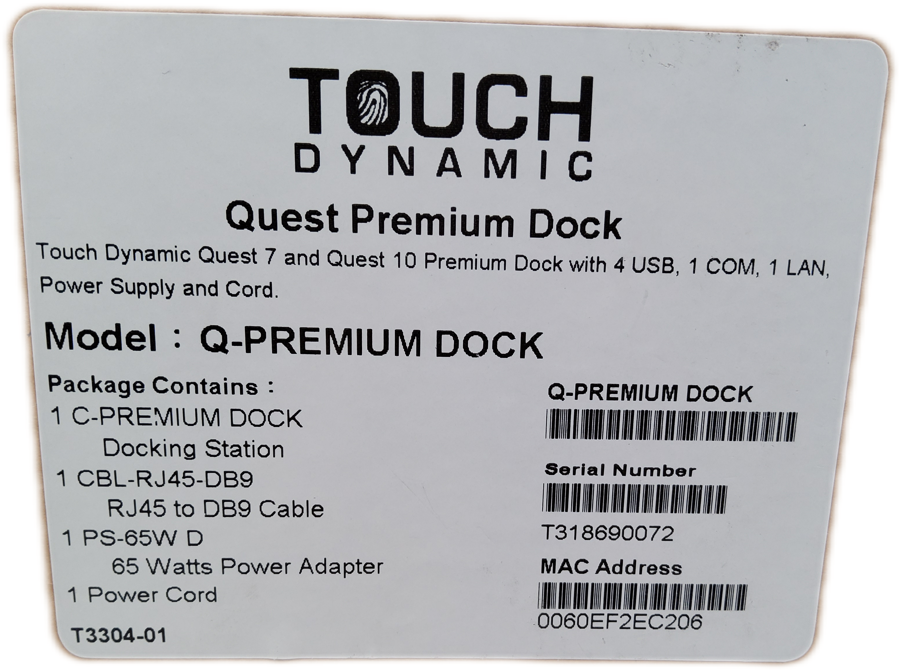 Touch Dynamic Q-Premium Docking Station T3304-01
