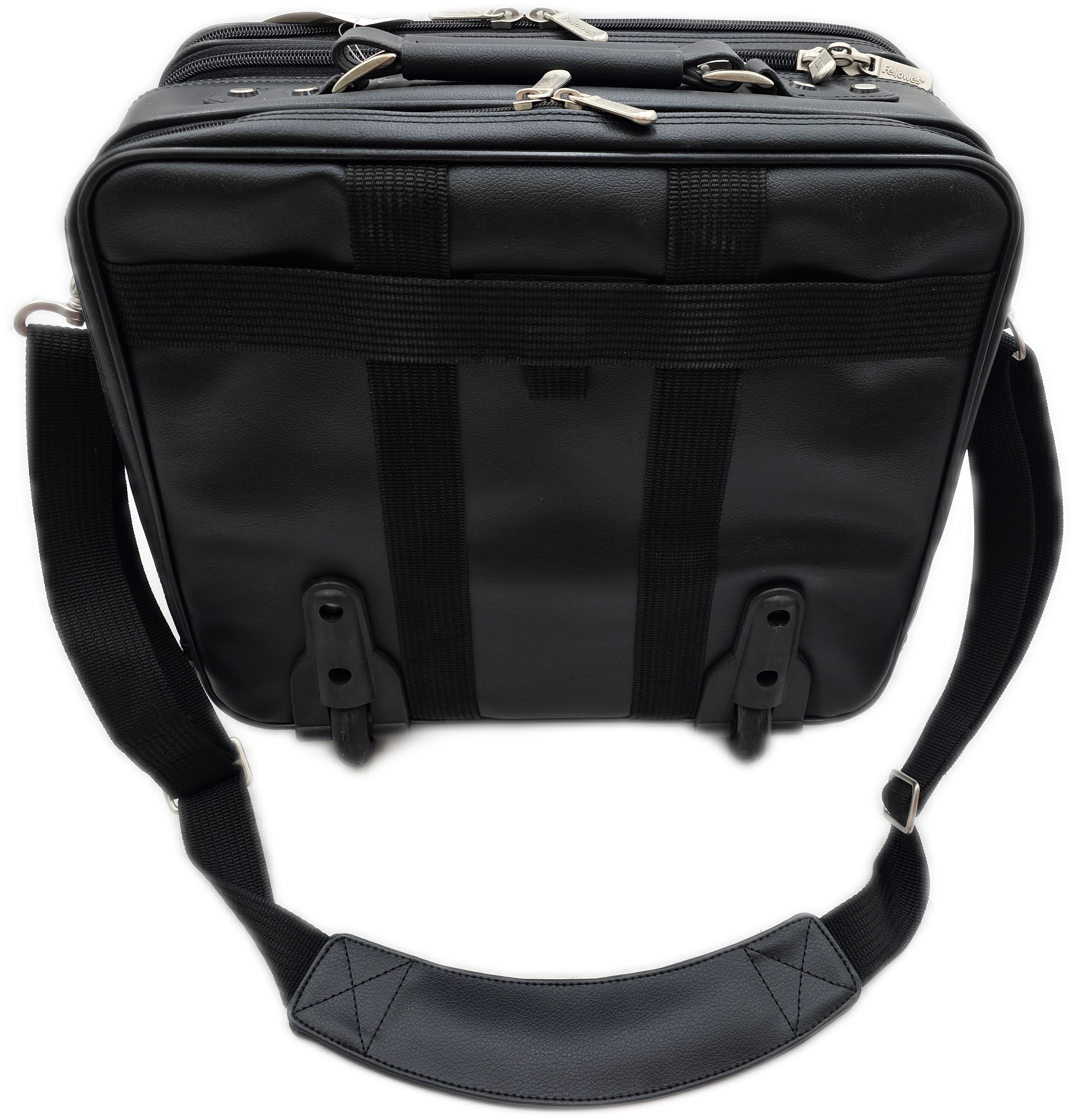 Fellowes Black Leather Wheeled Computer Laptop Briefcase - Picture 9 of 10