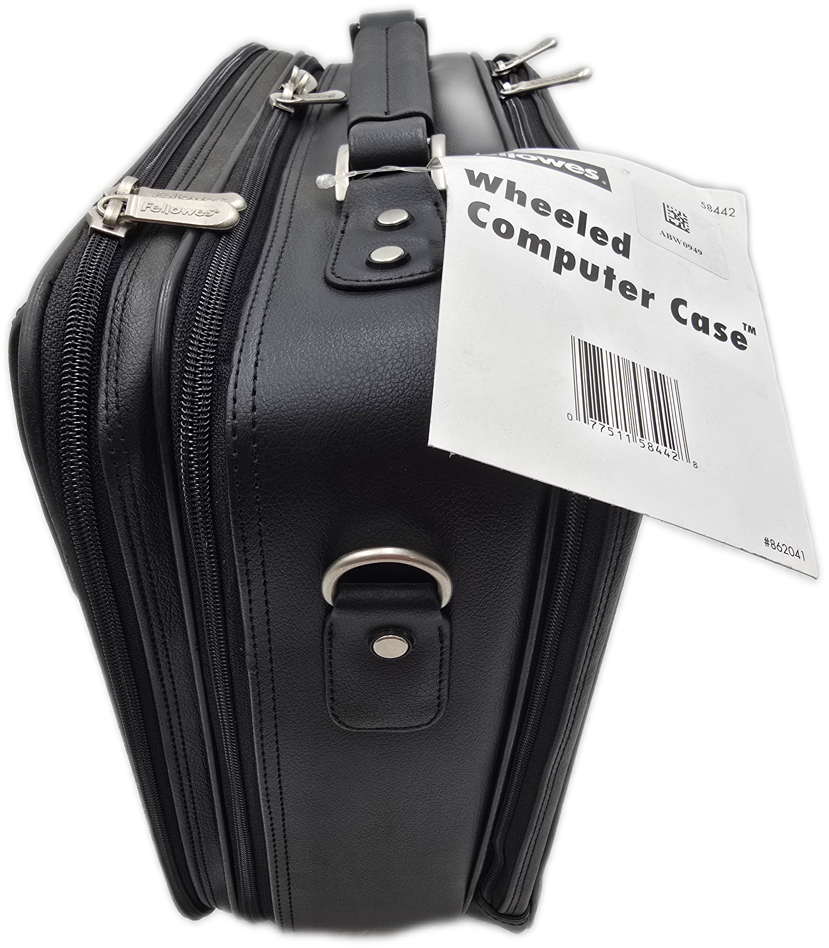 Fellowes Black Leather Wheeled Computer Laptop Briefcase - Picture 2 of 10